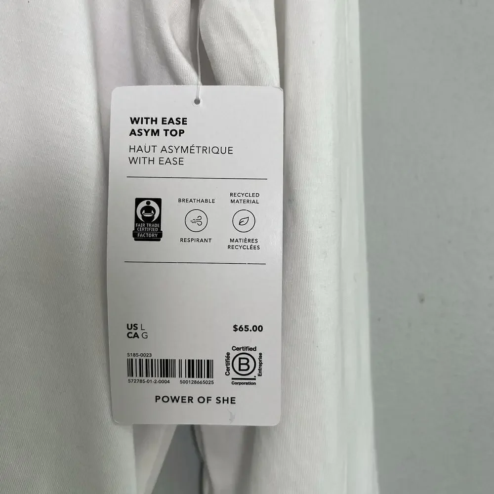 Athleta Women Size L With Ease Asymmetrical Top White Athleisure Yoga Gym Casual